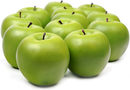 12PCS Fake Green Apples, 3" Lifelike Artificial Apples