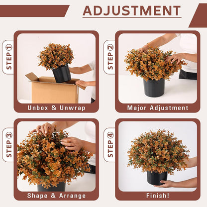 2 Set Artificial Boxwood Fall Topiary Ball Tree for Porch (Autumn Orange)