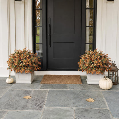 2 Set Artificial Boxwood Fall Topiary Ball Tree for Porch (Autumn Orange)