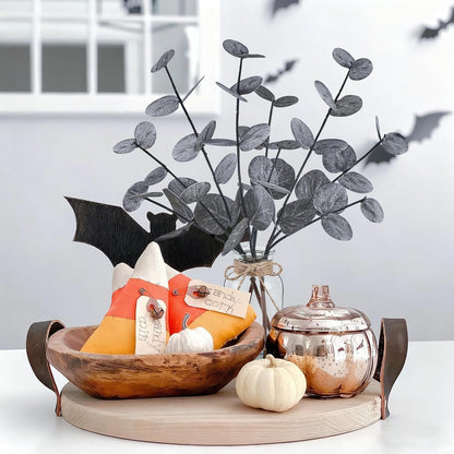 Artificial Eucalyptus Stems in Glass Vase with Faux Water, 13.5" Fake Plants for Home Decor, Coffee Table Centerpieces, Office, Bathroom & Farmhouse - Green Faux Plants Decorations