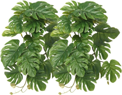 2Pack Fake Anthurium Crystallinum, Reptile Terrarium Decor Plants