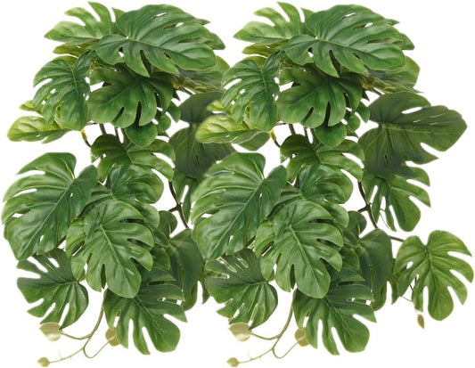 2Pack Fake Anthurium Crystallinum, Reptile Terrarium Decor Plants