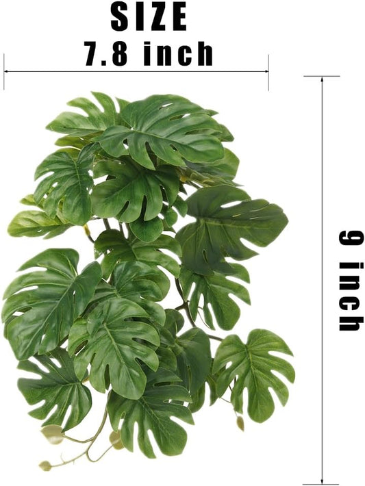 2Pack Fake Anthurium Crystallinum, Reptile Terrarium Decor Plants