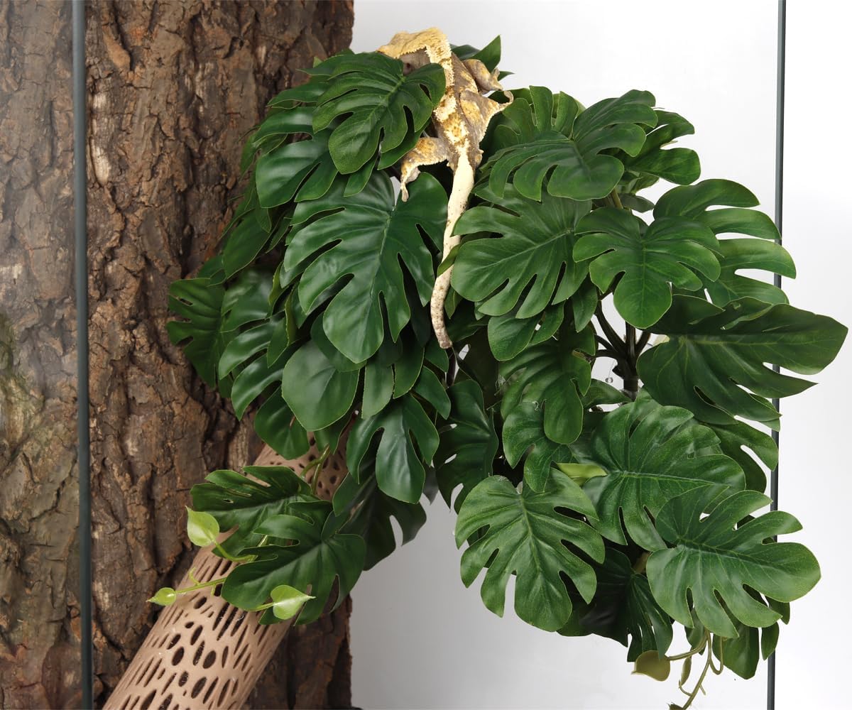 2Pack Fake Anthurium Crystallinum, Reptile Terrarium Decor Plants
