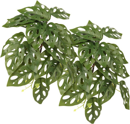 2Pack Fake Anthurium Crystallinum, Reptile Terrarium Decor Plants