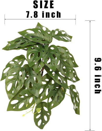 2Pack Fake Anthurium Crystallinum, Reptile Terrarium Decor Plants