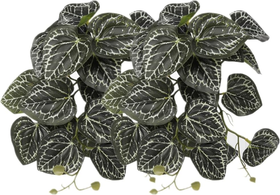 2Pack Fake Anthurium Crystallinum, Reptile Terrarium Decor Plants