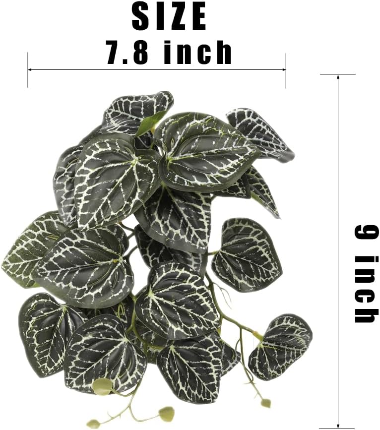 2Pack Fake Anthurium Crystallinum, Reptile Terrarium Decor Plants