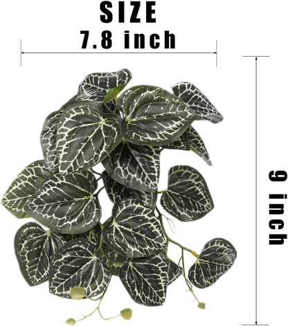 2Pack Fake Anthurium Crystallinum, Reptile Terrarium Decor Plants