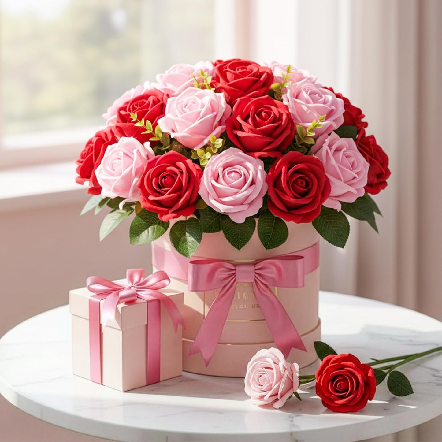 14PCS Red Roses Artificial Flowers, Fake Red Roses Bouquet | Long Stems for Halloween, Romantic Valentine's Day, Anniversary, Wedding & Home Decoration