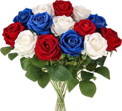 14PCS Red Roses Artificial Flowers, Fake Red Roses Bouquet | Long Stems for Halloween, Romantic Valentine's Day, Anniversary, Wedding & Home Decoration
