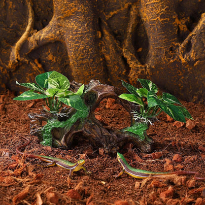 Artificial Aquarium Ornaments Reptiles Betta Fish Tank Accessories Silk Leaf Plants Decoration Driftwood Cave Decor