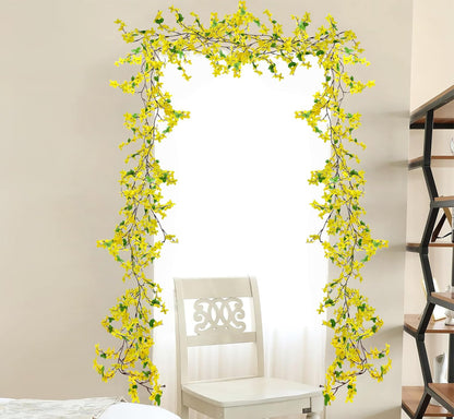 10PCS Artificial Forsythia Flowers Fake Forsythia Stem 25.5" Silk Yellow Winter Jasmine Branches Artificial Orchids Flower for Home Table Wedding Graveyard Kitchen Office Decoration.
