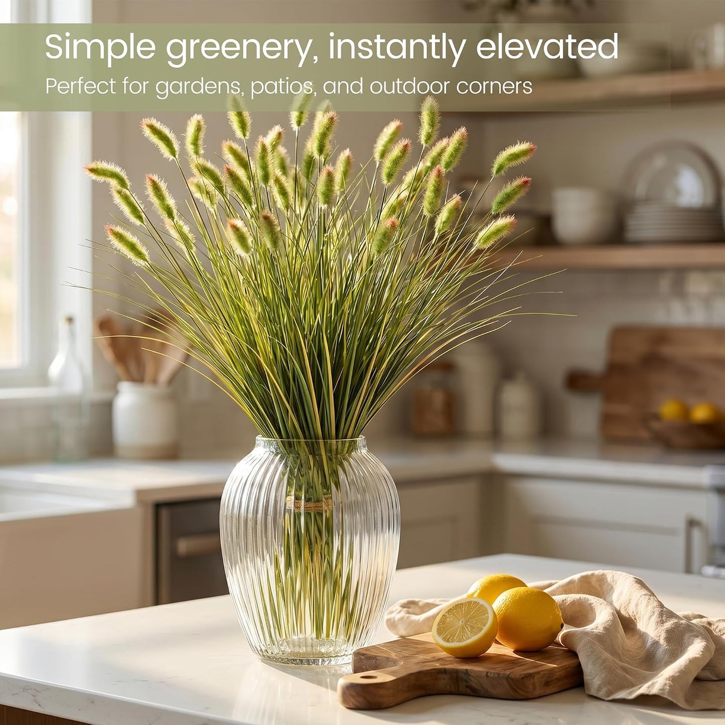 20PCS Artificial Onion Grass Stems 17.7in Faux Greenery Floral Arrangements | Vase filler; Home decoration; Wedding decoration; Bouquet making; Entryway décor; Indoor decoration