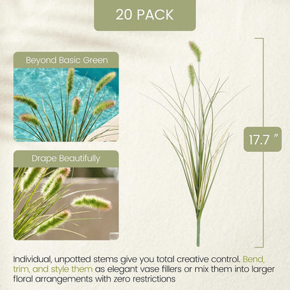 20PCS Artificial Onion Grass Stems 17.7in Faux Greenery Floral Arrangements | Vase filler; Home decoration; Wedding decoration; Bouquet making; Entryway décor; Indoor decoration