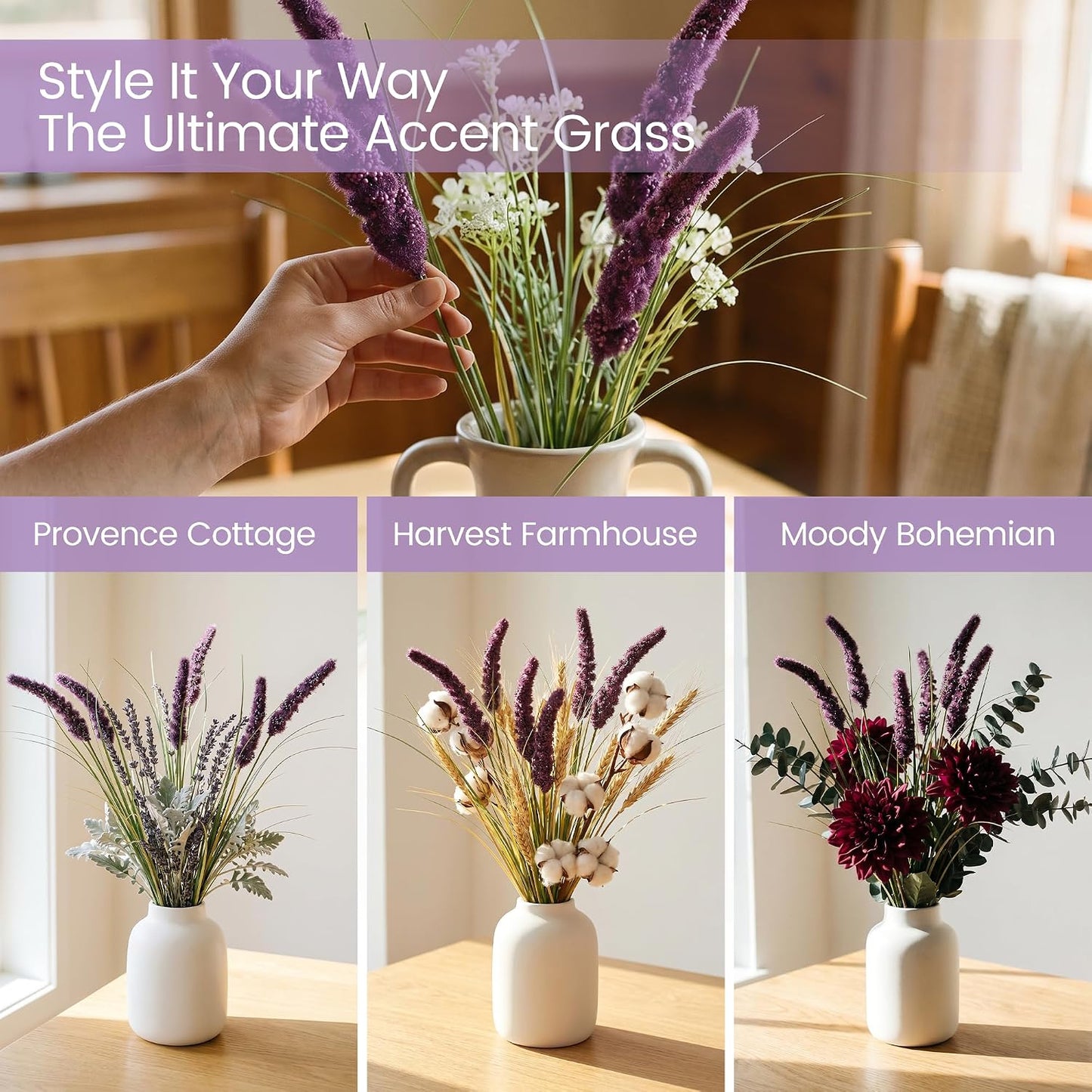 20PCS Artificial Onion Grass Stems 17.7in Faux Greenery Floral Arrangements | Vase filler; Home decoration; Wedding decoration; Bouquet making; Entryway décor; Indoor decoration
