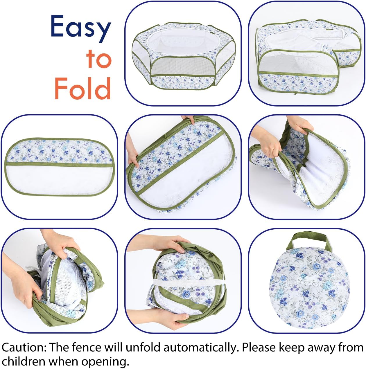 Small Animals Playpen, Waterproof Small Pet Cage Tent with Zippered Cover, Portable Outdoor Yard Fence with 3 Metal Rod for Chick/Kitten/Puppy/Guinea Pig/Rabbits/Hamster/Chinchillas,Light Gray