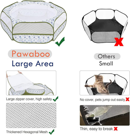 Small Animals Playpen, Waterproof Small Pet Cage Tent with Zippered Cover, Portable Outdoor Yard Fence with 3 Metal Rod for Chick/Kitten/Puppy/Guinea Pig/Rabbits/Hamster/Chinchillas,Light Gray