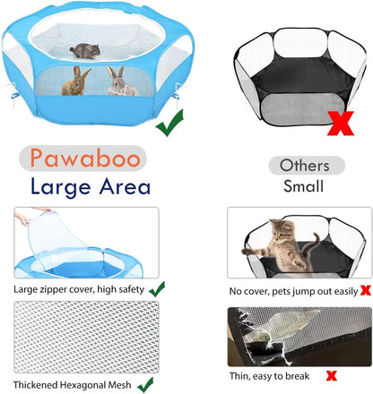 Small Animals Playpen, Waterproof Small Pet Cage Tent with Zippered Cover, Portable Outdoor Yard Fence with 3 Metal Rod for Chick/Kitten/Puppy/Guinea Pig/Rabbits/Hamster/Chinchillas,Light Gray