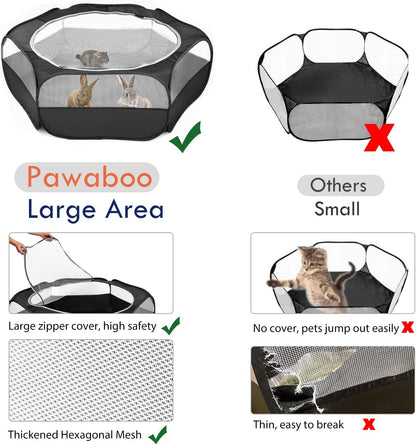 Small Animals Playpen, Waterproof Small Pet Cage Tent with Zippered Cover, Portable Outdoor Yard Fence with 3 Metal Rod for Chick/Kitten/Puppy/Guinea Pig/Rabbits/Hamster/Chinchillas,Light Gray