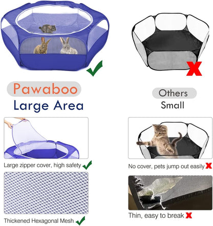 Small Animals Playpen, Waterproof Small Pet Cage Tent with Zippered Cover, Portable Outdoor Yard Fence with 3 Metal Rod for Chick/Kitten/Puppy/Guinea Pig/Rabbits/Hamster/Chinchillas,Light Gray