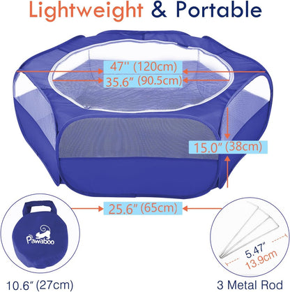 Small Animals Playpen, Waterproof Small Pet Cage Tent with Zippered Cover, Portable Outdoor Yard Fence with 3 Metal Rod for Chick/Kitten/Puppy/Guinea Pig/Rabbits/Hamster/Chinchillas,Light Gray