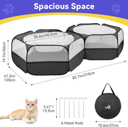 Small Animals Playpen, Waterproof Small Pet Cage Tent with Zippered Cover, Portable Outdoor Yard Fence with 3 Metal Rod for Chick/Kitten/Puppy/Guinea Pig/Rabbits/Hamster/Chinchillas,Light Gray