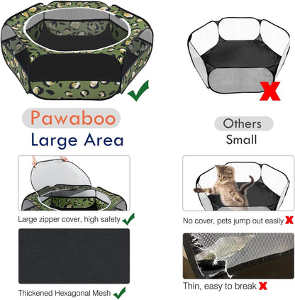 Small Animals Playpen, Waterproof Small Pet Cage Tent with Zippered Cover, Portable Outdoor Yard Fence with 3 Metal Rod for Chick/Kitten/Puppy/Guinea Pig/Rabbits/Hamster/Chinchillas,Light Gray