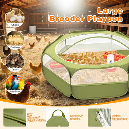 Small Animals Playpen, Waterproof Small Pet Cage Tent with Zippered Cover, Portable Outdoor Yard Fence with 3 Metal Rod for Chick/Kitten/Puppy/Guinea Pig/Rabbits/Hamster/Chinchillas,Light Gray