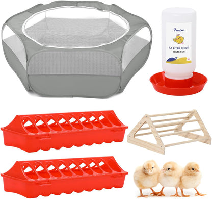 Small Animals Playpen, Waterproof Small Pet Cage Tent with Zippered Cover, Portable Outdoor Yard Fence with 3 Metal Rod for Chick/Kitten/Puppy/Guinea Pig/Rabbits/Hamster/Chinchillas,Light Gray