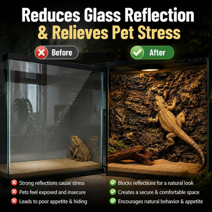 3D Reptile Terrarium Background 17.7x11.8in - PU Foam Rock Wall Backdrop for Bearded Dragon Lizard Gecko Turtle Fish Tank Aquarium Decor