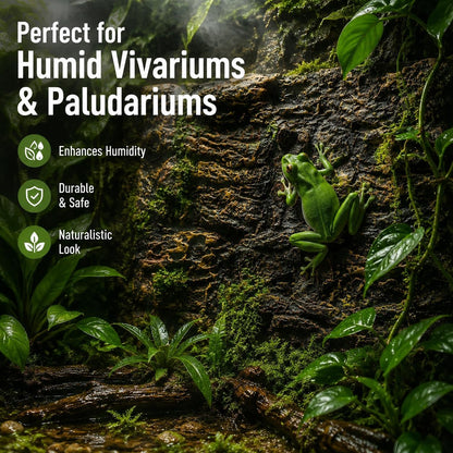3D Reptile Terrarium Background 17.7x11.8in - PU Foam Rock Wall Backdrop for Bearded Dragon Lizard Gecko Turtle Fish Tank Aquarium Decor