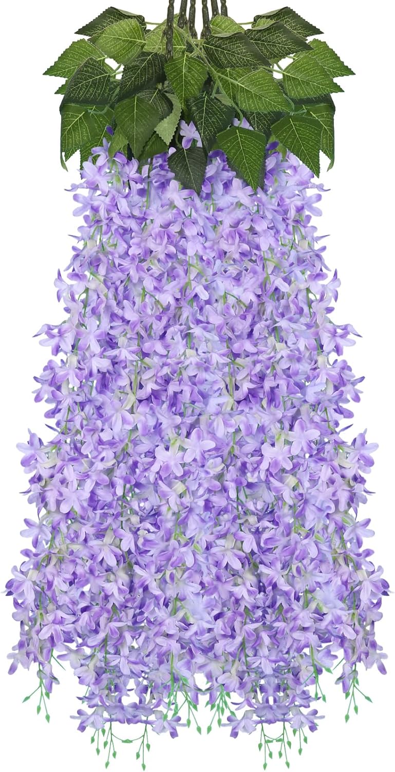Artificial Silk Lilac Purple Flowers Garland 10Pc-30Branche 33.5in | Maintenance Free,No Fade Hanging Syringa Wisteria Floral Vines for Indoor Outdoor Wedding Arch Balcony Party Garden Bar Decor