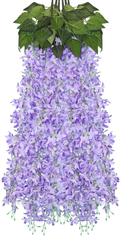 Artificial Silk Lilac Purple Flowers Garland 10Pc-30Branche 33.5in | Maintenance Free,No Fade Hanging Syringa Wisteria Floral Vines for Indoor Outdoor Wedding Arch Balcony Party Garden Bar Decor