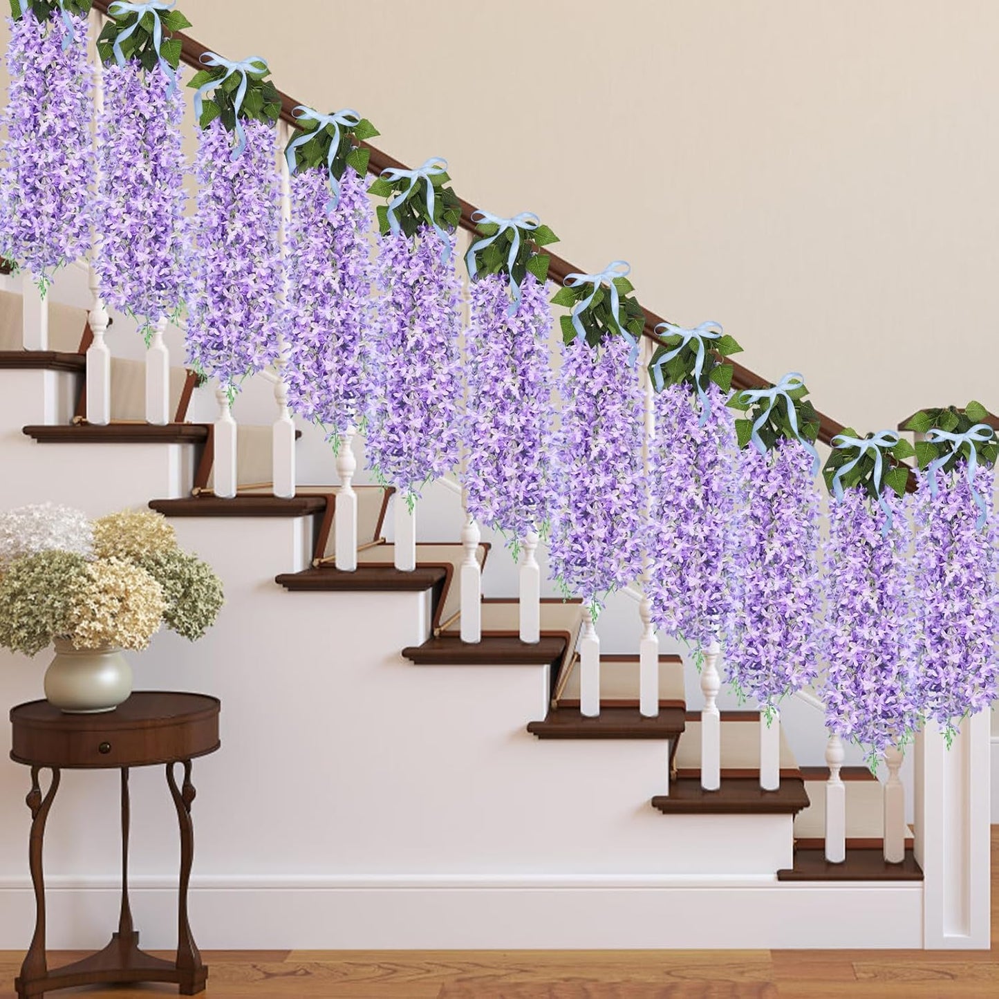 Artificial Silk Lilac Purple Flowers Garland 10Pc-30Branche 33.5in | Maintenance Free,No Fade Hanging Syringa Wisteria Floral Vines for Indoor Outdoor Wedding Arch Balcony Party Garden Bar Decor
