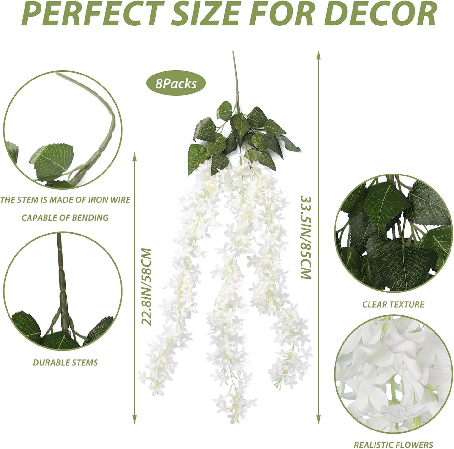 Artificial Silk Lilac Purple Flowers Garland 10Pc-30Branche 33.5in | Maintenance Free,No Fade Hanging Syringa Wisteria Floral Vines for Indoor Outdoor Wedding Arch Balcony Party Garden Bar Decor