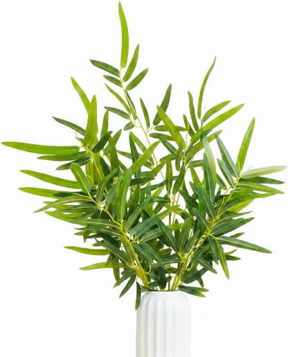 6 Pcs Tree Branch 19.7 Inches Artificial Bamboo Leaves Faux Silk Bamboos