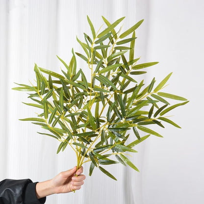 6 Pcs Tree Branch 19.7 Inches Artificial Bamboo Leaves Faux Silk Bamboos