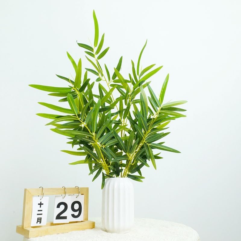 6 Pcs Tree Branch 19.7 Inches Artificial Bamboo Leaves Faux Silk Bamboos