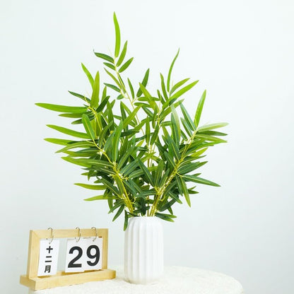 6 Pcs Tree Branch 19.7 Inches Artificial Bamboo Leaves Faux Silk Bamboos