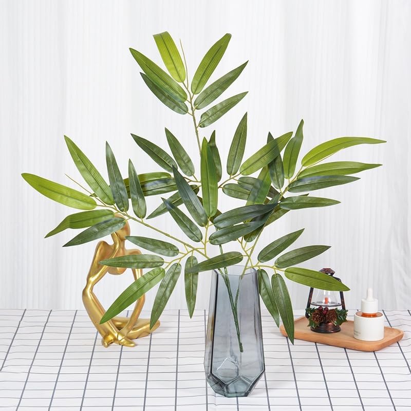 6 Pcs Tree Branch 19.7 Inches Artificial Bamboo Leaves Faux Silk Bamboos