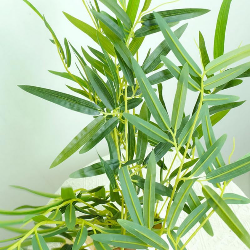 6 Pcs Tree Branch 19.7 Inches Artificial Bamboo Leaves Faux Silk Bamboos