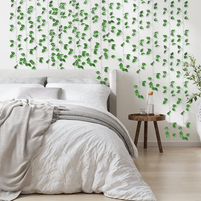 360 Feet 48 Pack Fake Greenery Hanging Garland, Ivy Leaf Plants, Vine Leaves, Fake Flowers Foliage for Bedroom Garden Wall Decor