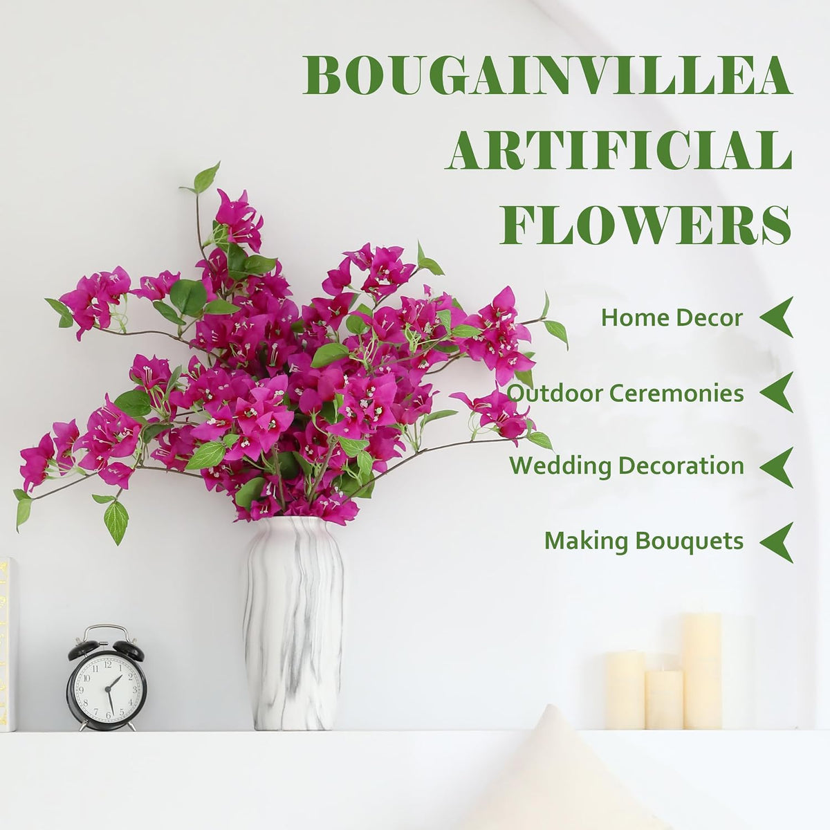10PCS Bougainvillea Artificial Flowers 30" Silk Fake Bougainvillea Branches Faux Flowers Vines for Home，Garden，Wedding，Party，Indoor and Outdoor，Floral Arrangement and DIY Decor（Purple）