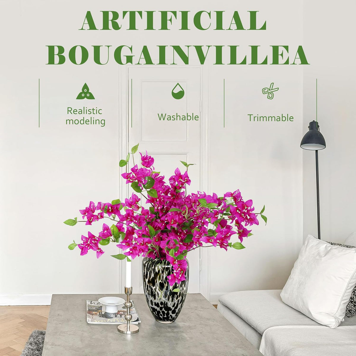 10PCS Bougainvillea Artificial Flowers 30" Silk Fake Bougainvillea Branches Faux Flowers Vines for Home，Garden，Wedding，Party，Indoor and Outdoor，Floral Arrangement and DIY Decor（Purple）