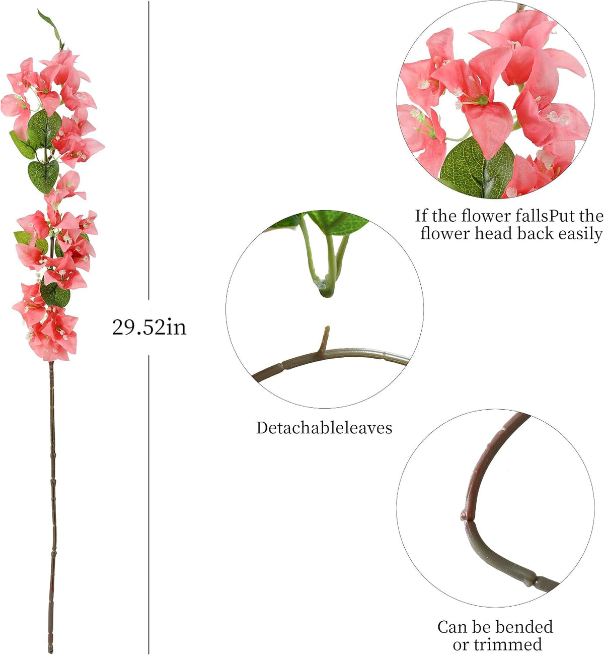 10PCS Bougainvillea Artificial Flowers 30" Silk Fake Bougainvillea Branches Faux Flowers Vines for Home，Garden，Wedding，Party，Indoor and Outdoor，Floral Arrangement and DIY Decor（Purple）