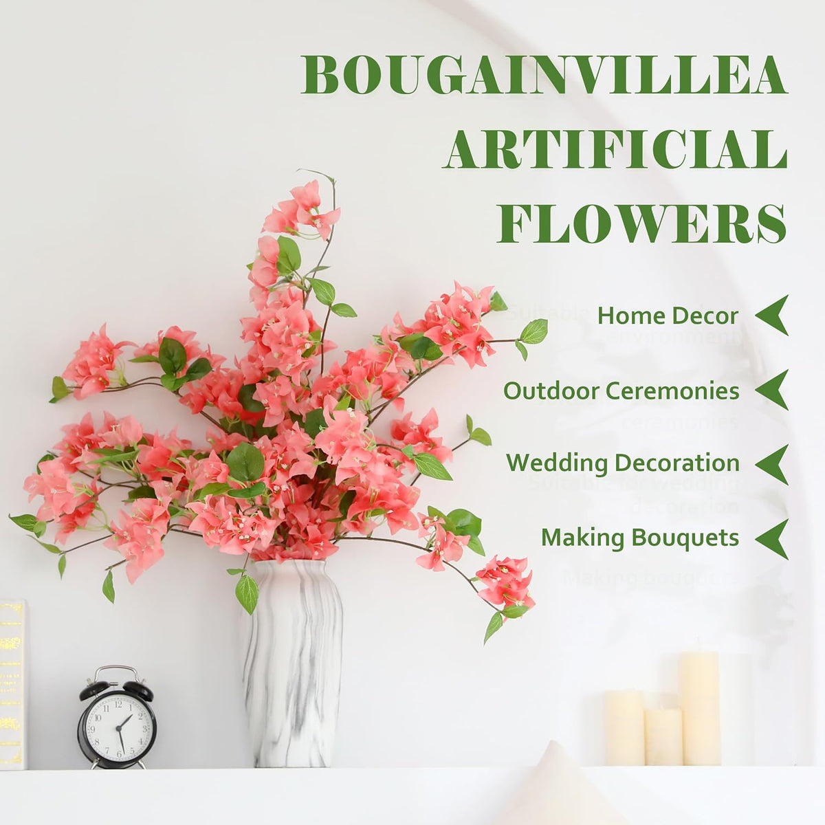 10PCS Bougainvillea Artificial Flowers 30" Silk Fake Bougainvillea Branches Faux Flowers Vines for Home，Garden，Wedding，Party，Indoor and Outdoor，Floral Arrangement and DIY Decor（Purple）