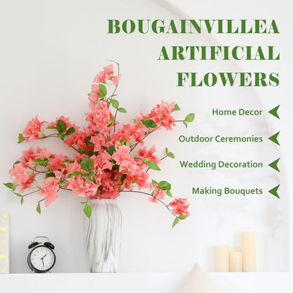 10PCS Bougainvillea Artificial Flowers 30" Silk Fake Bougainvillea Branches Faux Flowers Vines for Home，Garden，Wedding，Party，Indoor and Outdoor，Floral Arrangement and DIY Decor（Purple）