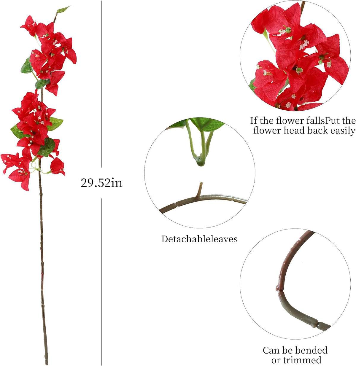 10PCS Bougainvillea Artificial Flowers 30" Silk Fake Bougainvillea Branches Faux Flowers Vines for Home，Garden，Wedding，Party，Indoor and Outdoor，Floral Arrangement and DIY Decor（Purple）