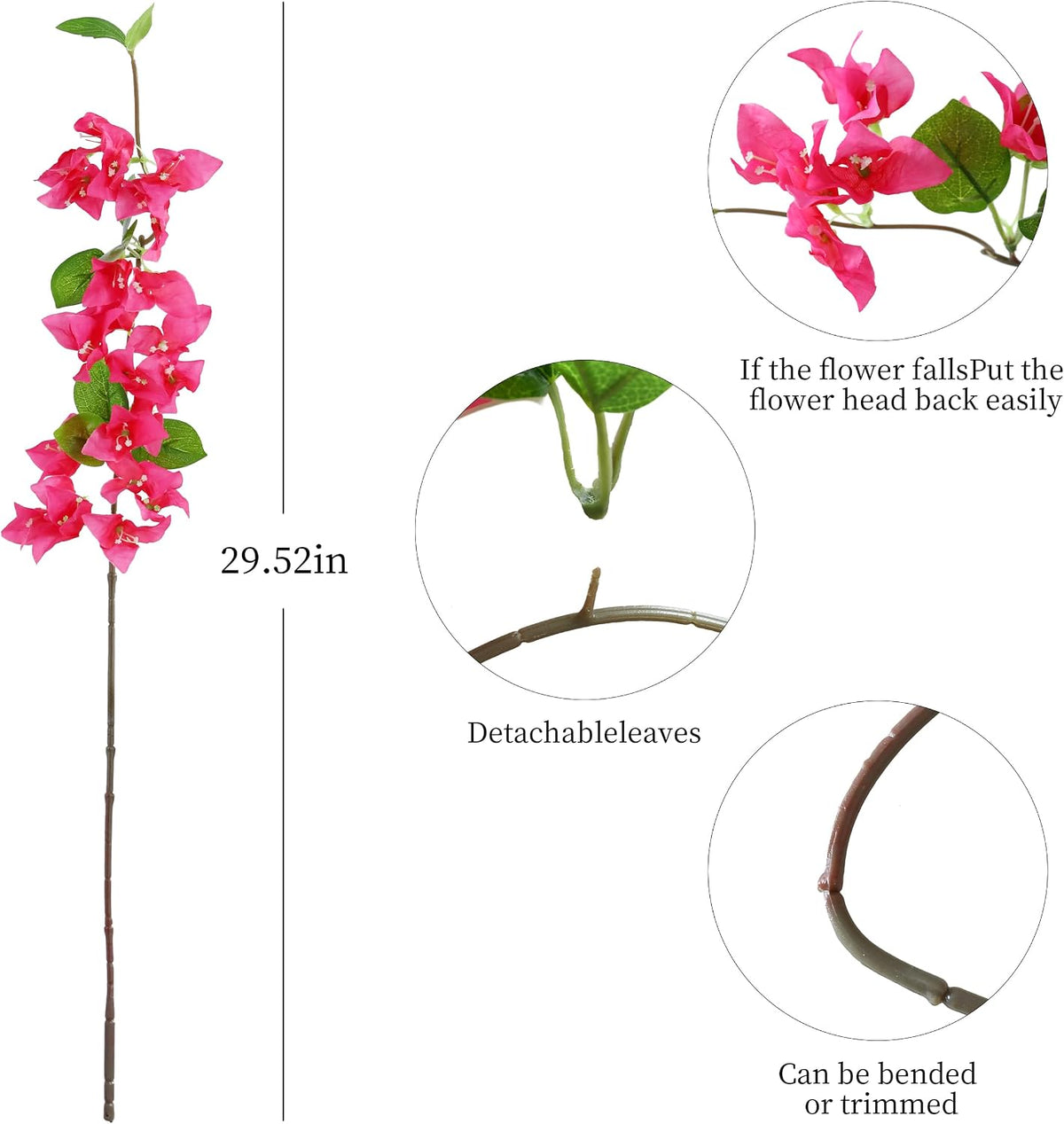 10PCS Bougainvillea Artificial Flowers 30" Silk Fake Bougainvillea Branches Faux Flowers Vines for Home，Garden，Wedding，Party，Indoor and Outdoor，Floral Arrangement and DIY Decor（Purple）
